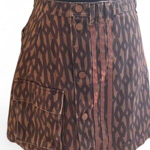 IVY PARK Adidas Brown Patterned Denim Cargo Monogram Mini Skirt Size S